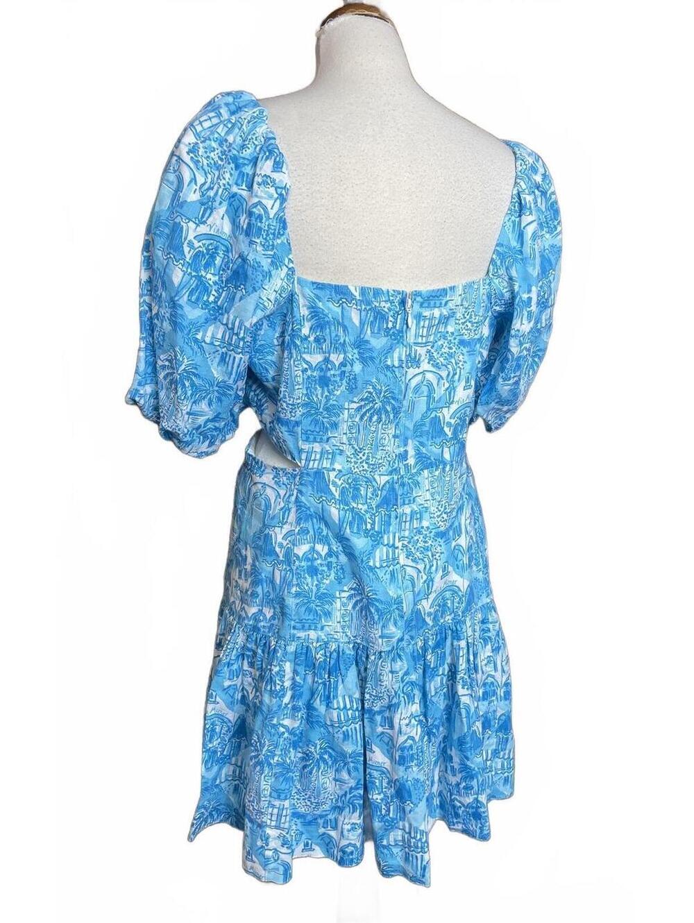 Lilly Pulitzer Kylanne Linen Puff-Sleeve Minidress size 14 - Picture 2 of 9